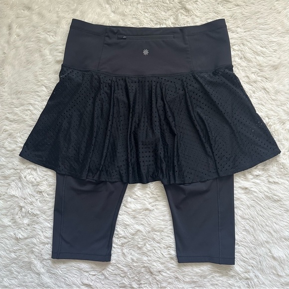 Athleta Skirt A Game 2 In 1 Crop Tight Skort Skirted Leggings Athletic Black 1X - Picture 3 of 12